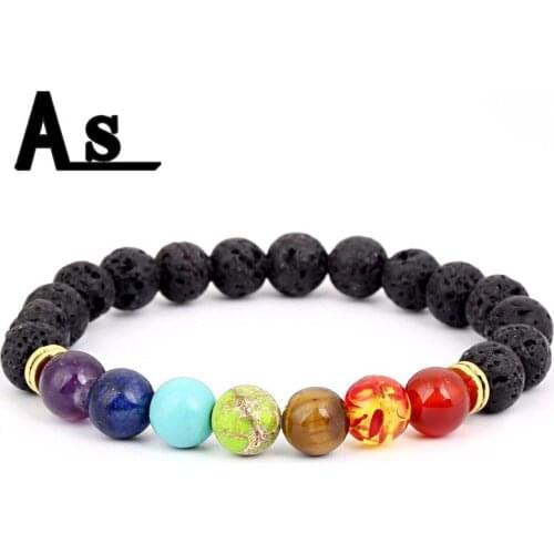 Asingeloo Classic Lava Beads Bracelet Men Healing Balance Reiki Prayer Natural Stone Yoga Bracelet For Women Tiger Eye