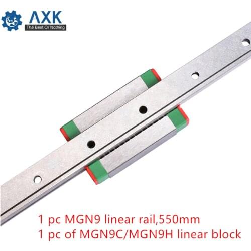 Linear Carriage Guide Axk 550mm Rail Set Cnc Mgn9 1 Pc Rail,550mm Motion Guideway Bearing Steel Printer Cutter 9mm For A Axis