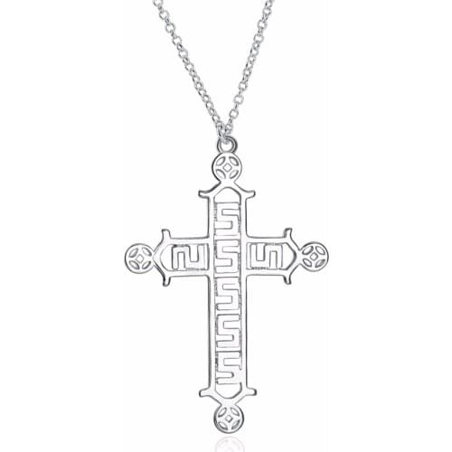 Hot August new style 925 sterling silver cross pendant necklace female models vintage accessories important occasions
