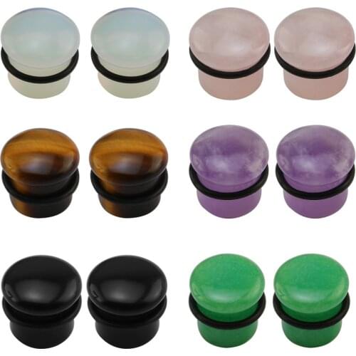 5-18mm Natural Stone Ear Plug Piercing Flesh Ear Stretchers Plugs and Tunnels Single Flare Ear Expander Piercing Body Jewelry