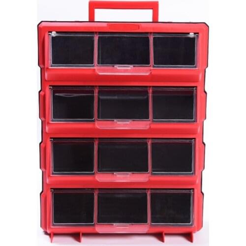 J2FB Plastic Parts Storage Hardware Grid Craft Cabinet Tool Case Drawer 12 Bins Storage Tool Case Electronic Component Case