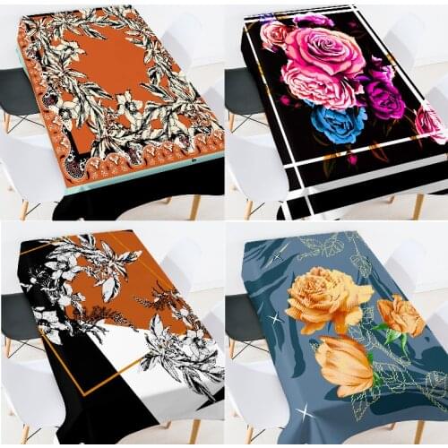 3D flower printing party decoration Rectangular tablecloths Oilcloth on table Flexible glass table protector silver table cloth
