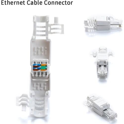 No Crimp Connectors Ethernet Cable Tool-less Crystal Head Plug CAT6 RJ45 Connector