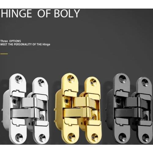 Three-dimensional adjustable invisible door hinge hidden interior wooden door folding cross 180 degree lining decorative hinge