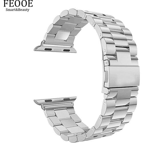 FEOOE Suitable for Apple Watch1/2/3/4 Watch Strap New Stainless Steel Metal Bracelet Watch Strap Sliver Color Nice Watch LXY
