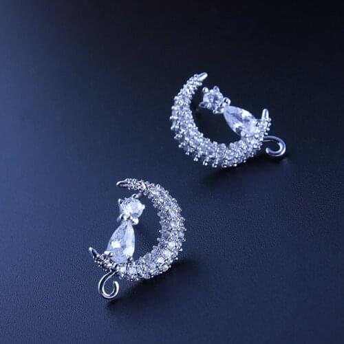 Exquisite Hot Sale AAA Cubic Zirconia Fashion Jewelry 925 sterling silver Cat Stud Earrings for Women Girls Party Gift