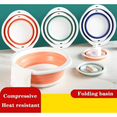 Folding Wash Basin Portable Lightweight Hanging Collapsible Dish Travel Hiking Camping Picnic Cleaning Tool Folding Bucket