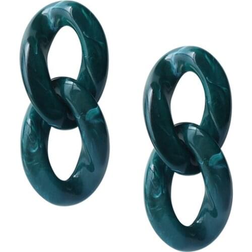 UJBOX Multicolor Top Quality Pattern Acrylic Chain Buckle Earrings Women Green Gray Blue Yellow Dangle Earrings Accessories