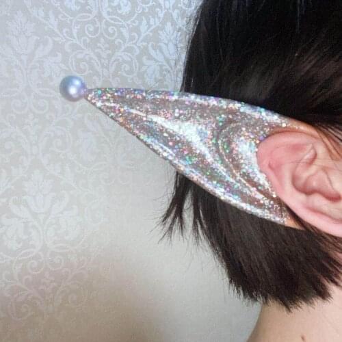 In stock! Anime prop 2021 Lovely Silver Glitter False Ears Cosplay Lolita Headdress X