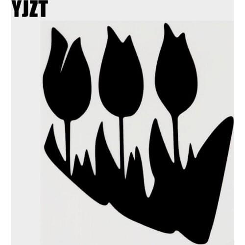 YJZT 13.6CM×16.1CM Funny Flower Graphical Vinyl Car Sticker Decals Black/Silver 18B-0101