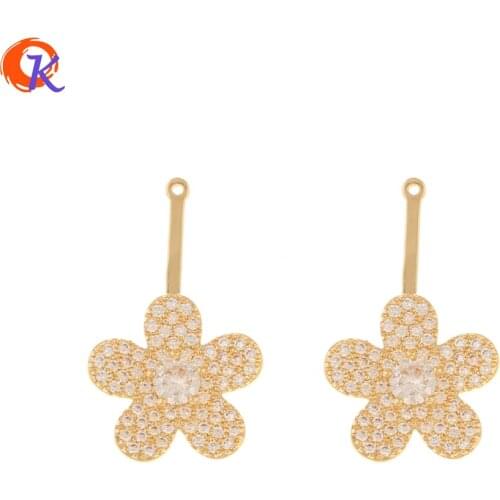 Cordial Design 20Pcs 17*27MM Jewelry Accessories/Hand Made/CZ Charms/Flower Shape/Rhinestone Pendant/Earring Findings/DIY Making