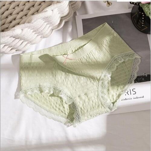 Women Ladies Mid-Rise Cotton Bubble Briefs Oversized Bow Sexys Lace Cotton Panties d88