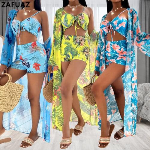 Halter Bikini 2021 Tie Dye Swimwear Female Triangle Swimsuit Women Marble Print Bathing Suit Sexy 3 Pcs Bikini Set With Cover Up