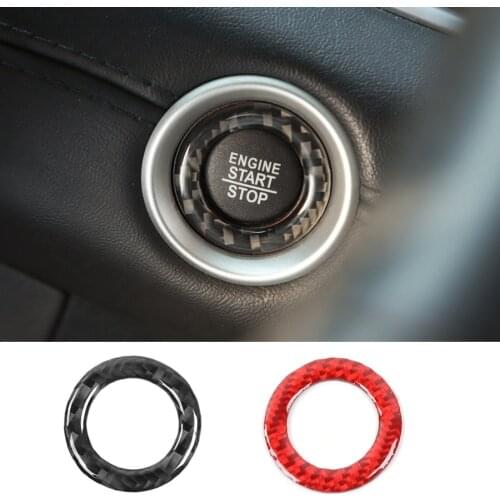 NHAUTP 1PcsCar Inner Decoration Ignition Switch Trim Ring For Jeep Grand Cherokee 2014-2020 Carbon Fiber