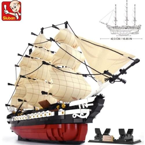 1118Pcs Sailing Frigate Ship Constitution Building Blocks Kit Ancient Battleship Boat Bricks Creator Model Educational Kids Toys
