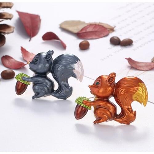 2 Colors Choose Enamel Squirrel Brooch Women And Men Unisex Animal Pin Fashion Jewelry Coat Accessories High Quality