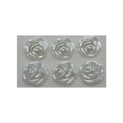 200 Pure White Acrylic Flatback Pearl Rose Flower Bead Cabochon 12mm Bow Center