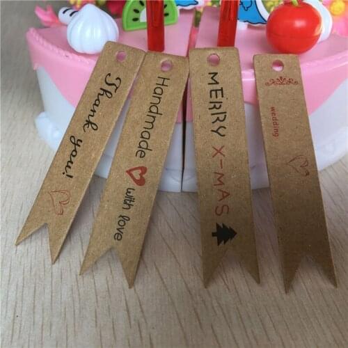 300Pcs/Lot Two Color Long Strip Design Hanging Kraft Paper Tags For Anniversary Cake Bags Boxes Price Label Note Handcraft Tags