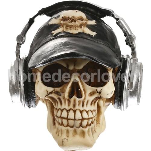 3D Skull with Cap&Headphone Ornament Gothic Steampunk Rave Cyber Goth Craft