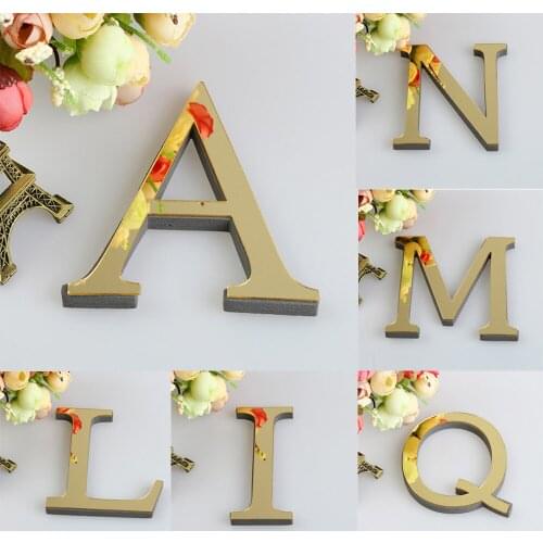 1pcs 26 Diy English Letters 3d Mirror Acrylic Wall Sticker Decals Surface Modern Home Decor Wall Art Mural Fumiture Stickers