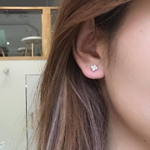 5Pcs/1 Set Unique Mini Ear Stud Geometric-shaped Eye-catching Stylish Rhinestone Stud Earrings for Women 2021