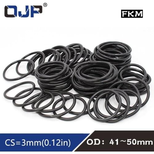 5PCS/lot Fluorine rubber Ring Black FKM O ring Seal OD41/42/43/44/45/46/47/49/50*3mm Rubber O-Ring Seal Oil ORing Gaskets Washer