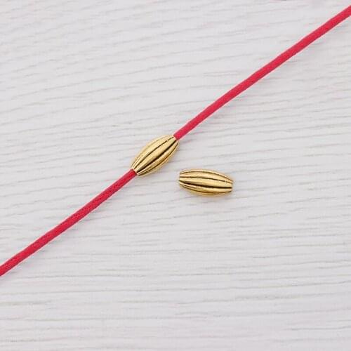 50 x Antique Gold Metal Alloy Spacer Beads Stripe Pattern Charms For DIY Jewelry Bracelet Necklace Making Findings 10mm