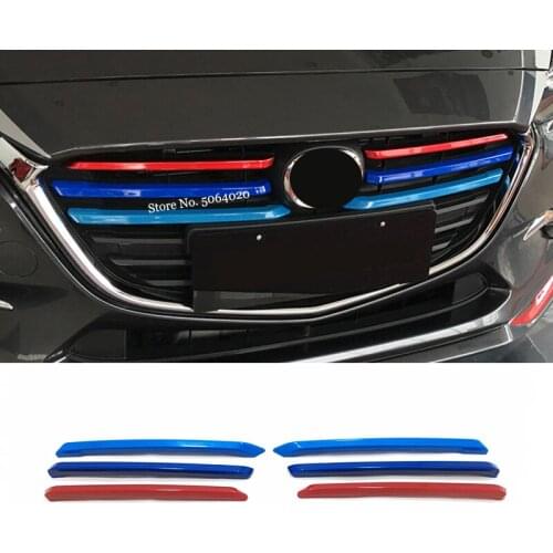 For Mazda 3 Axela 2017 2018 2019 Accessories ABS Car Head Grille Fence Decoration strip Cover Trim Sticker Car Styling 6pcs