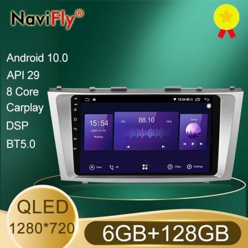 NaviFly 6GB+128GB QLED Screen 1280*720 Android 10.0 Car Radio Audio Multimedia Player For Toyota Camry 6 XV 40 50 2006-2010 2011
