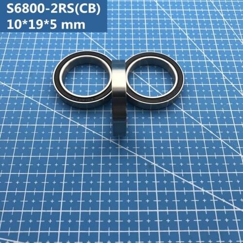 Free Shipping S6800-2RS Bearing (4PCS) 10*19*5 mm stainless steel Hybrid ceramic Metric Thin Section S6800 2RS Bearings S6800