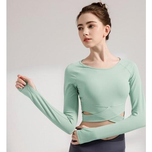 Seamless Womens T-Shirts Yoga Long Sleeve Crop Top Slim Sexy Solid Gym Clothing Fitness Breathable Sport Tops Female Yoga Shirt