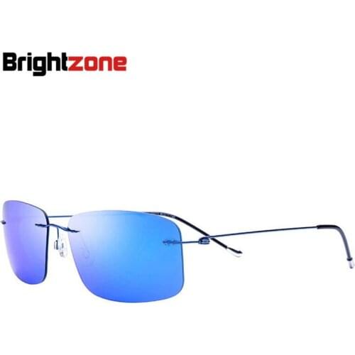 Brightzone 2020 New No-rim Men Light Titanium Women Rimless Sunglass Polarized Urltra-Light Square Party Sunshade Sun Glasses