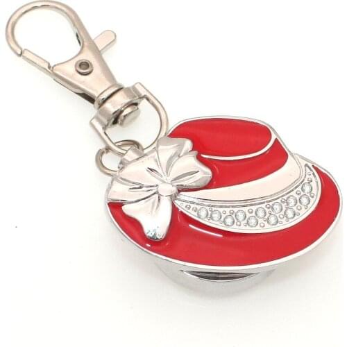 Fashion Colors Lovely Hat Pocket Watch Keychain Watch Key Ring Clip Pendant Quartz Watches Women Gifts