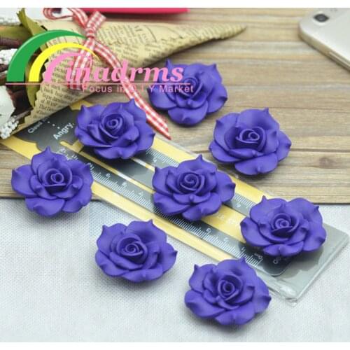 38mm Hand Made Deep Purple Soft Clay Rose Flower,Resin Flower,Decoration Flower,jewelry Accessories,embelishments Supplies