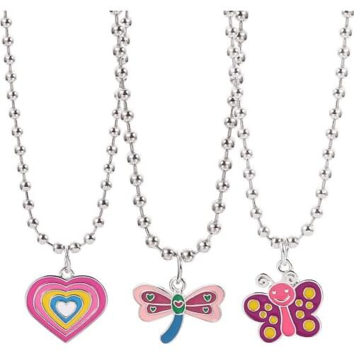 Harajuku Punk Cartoon Heart Butterfly Pendant Necklace For Women Vintage Fashion Charm Cool Colorful Choker Necklace Jewelry New
