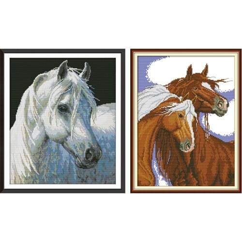 Joy Sunday Counted Cross Stitch Horse Patterns Aida Fabric 14 11 CT Embroidery Stitch DMC DIY Printed Canvas Hand Needlework Set