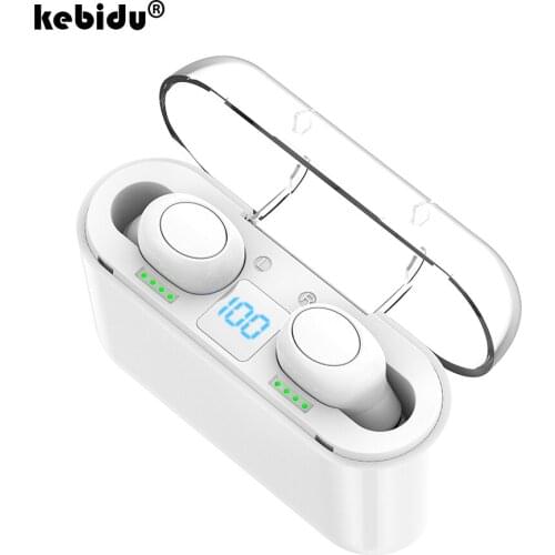 Kebidu LED Bluetooth 5.0 Wireless Earphones Headphones Earbuds TWS Touch Control Sport Headset Noise Cancel Earphone Headphone