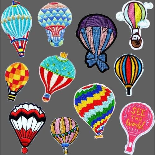 Hot Air Balloon Patches for Kids Clothes DIY Stripes Iron on Appliques Clothing Stickers Embroidery Helium Balloon Badges