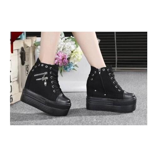 Womens new single-shoe high-top casual canvas shoes 2019 add all kinds Womens platform shoes