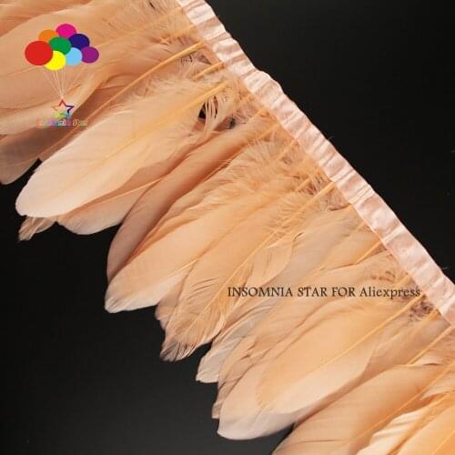 Dyed Shell Pink Goose Feather Trims 2 Meters/lot Ribbons 15-20cm Fringes High
