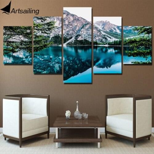 Posters and prints 5 Piece Painting wall art Valley lake Canvas art Painting wall pictures For Living Room dropshipping
