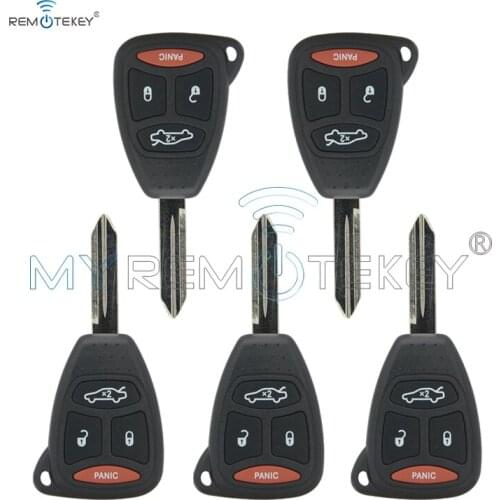 Remtekey 5pcs remote key fob case 3 Button with Panic For Chrysler Dodge Jeep
