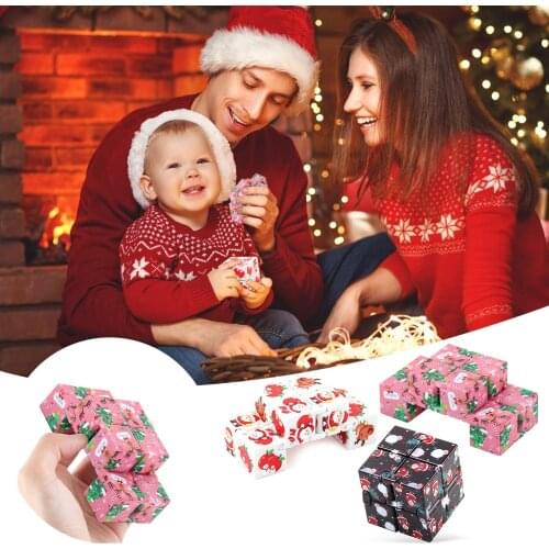 Christmas Relieves Stress and Anxiety Adult Children Hold Finger Relaxation Toys Antistress Dye Decompression Cube Fidget Toys