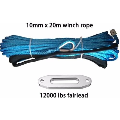 10mm x 20m synthetic winch rope/line/cable uhmwpe fiber With 12000lbs Hawser Fairlead for off-road/4wd/atv/utv/4x4