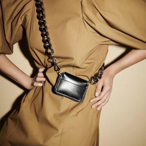 Big Chain Fashion Shoulder Bag for Women Ladies Designer Luxury Sling Mini Crossbody Bags Cute Solid PU Clutch Female Purse New