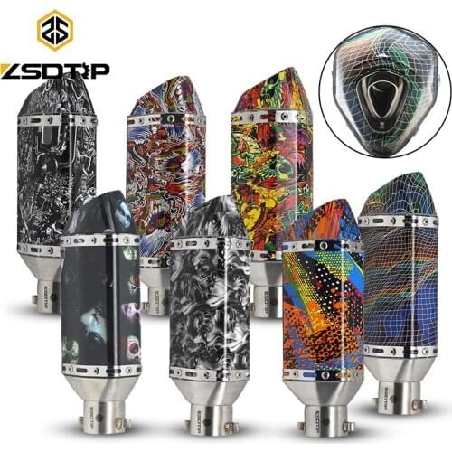 ZSDTRP Universal Motorcycle AK Exhaust Motocross Exhaust Muffler For FZ6 CBR250 CB600 MT07 ATV Dirt Pit Bike