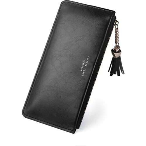 Wallets Women Long Tassel Letter Zipper Coin Purses Female Solid Color Pu Leather Hasp Card Holder Ladies Multifunction Clutch