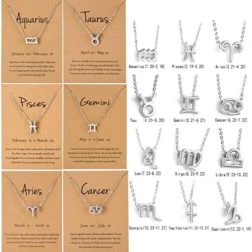 12 Constellations Silver Color Necklace Twelve Constellation Symbols Charm Necklace Birthday Gift for Girlfriend Aries Leo Virgo