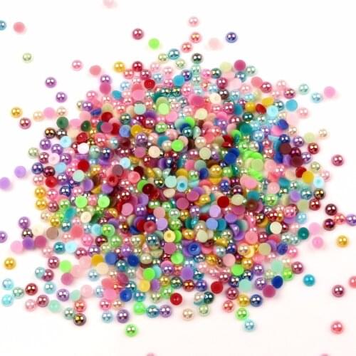 2000pcs 4mm Mixed AB Color Half Round Pearl Beads Craft FlatBack Cabochon Embellishments For Scrapbooking DIY Accessories
