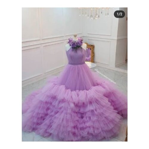 2021 Lavender Flower Girl Dress for Wedding Party Tiered Tulle 3D flowers Little Princess Birthday Dress Pageant Gown Custom